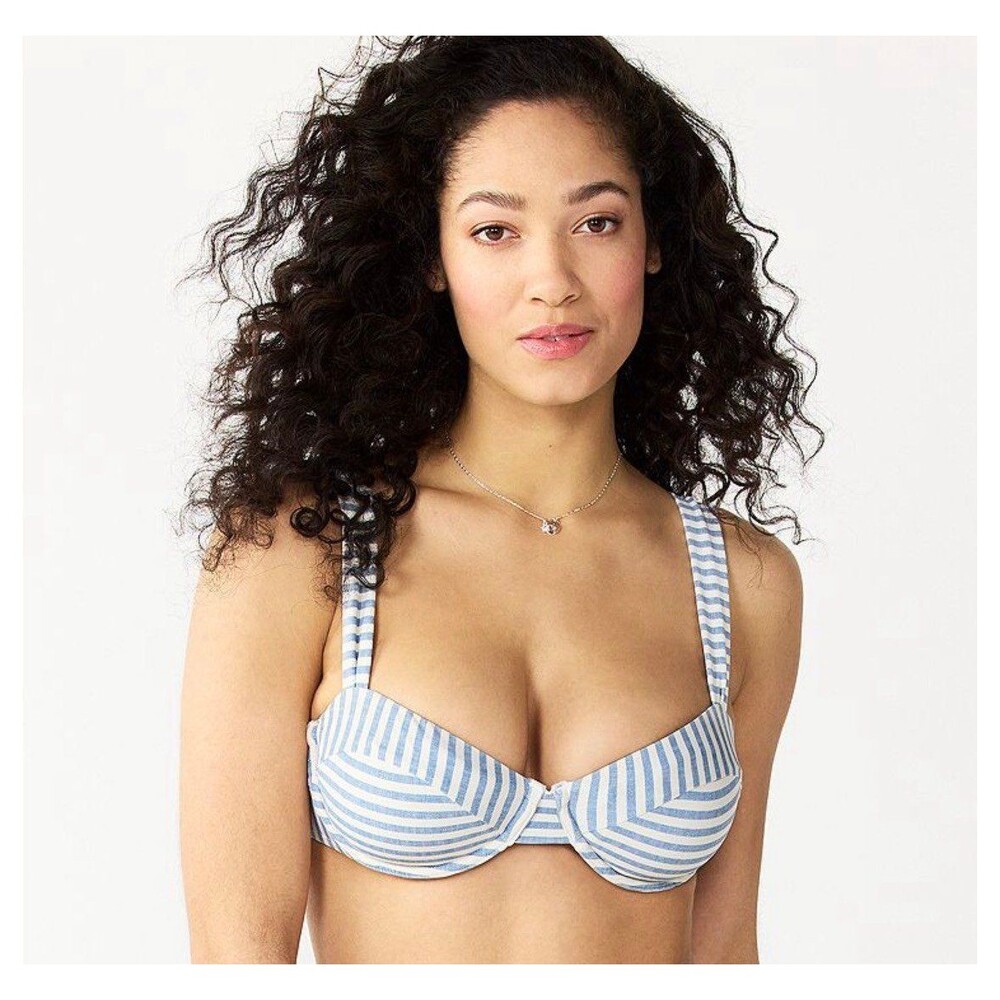 Freshwater Print Underwire Bikini Top Chambray Size Medium